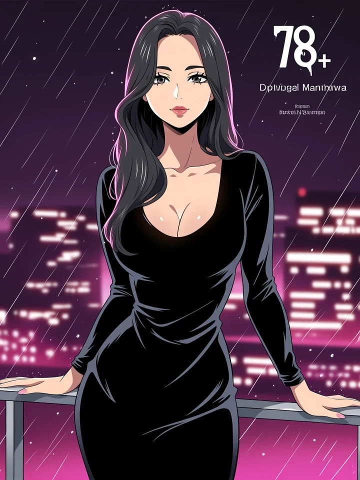 Adult anime character in restyled silk wardrobe with the pose preserved